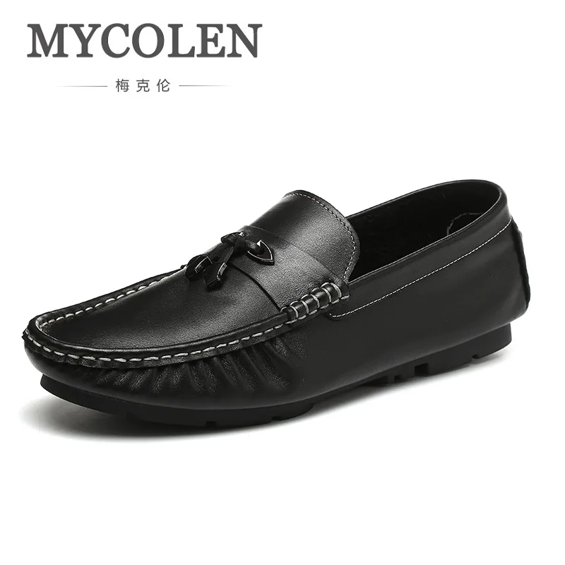 

MYCOLEN High Quality Genuine Leather Men Loafers Fashion Slip-On Doug Shoes Flats Luxury Brand Men Shoes Calzado Hombre