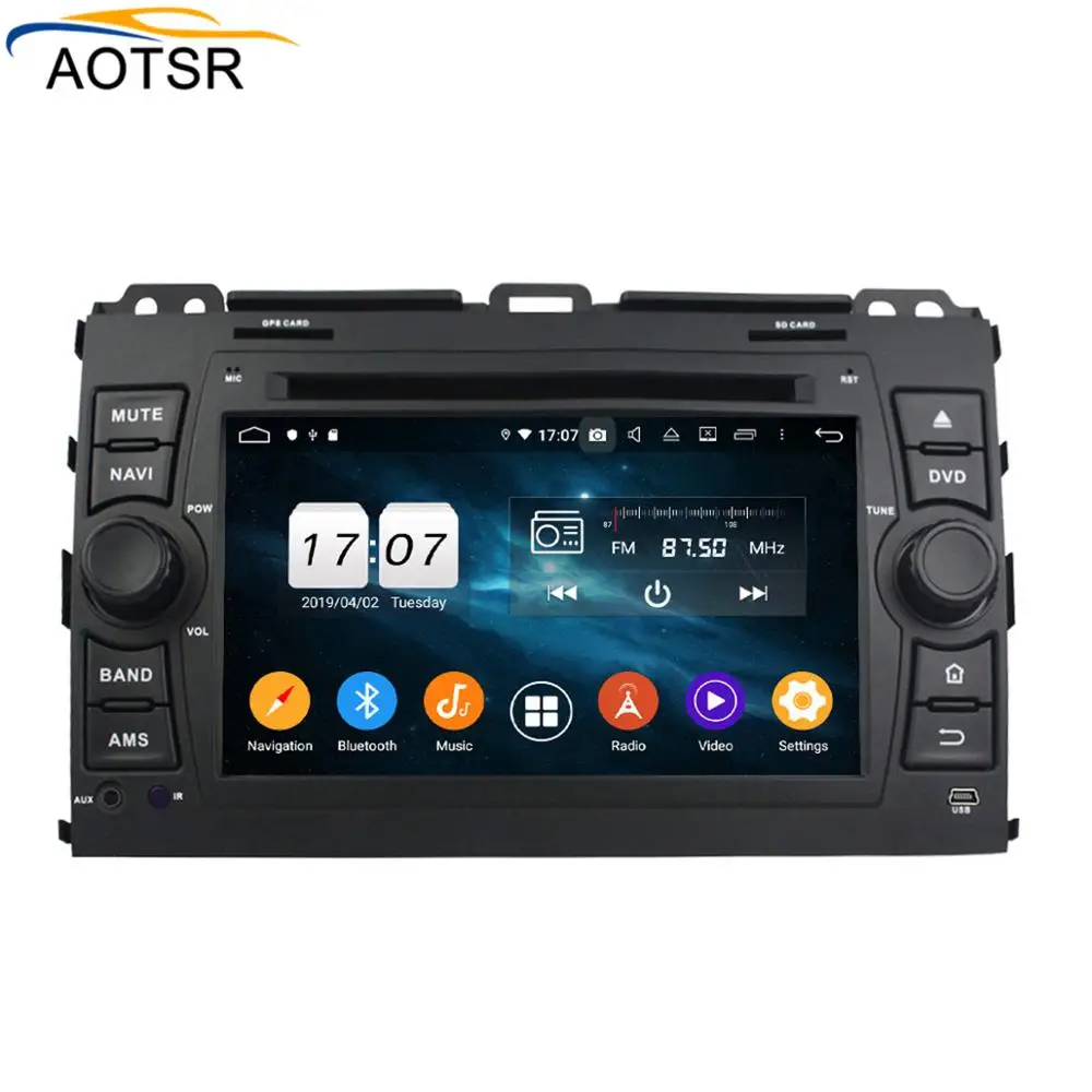 Excellent DSP 4GB+64GB Android 9.0 Car dvd player for Toyota Land cruiser Prado 2006-2010 GPS Navigation Auto Radio Video BT MAP headunit 2