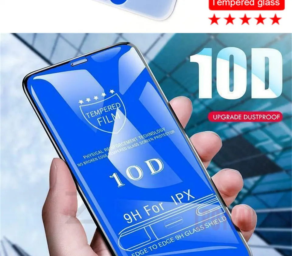 LPOYZAL 10D полное покрытие закаленное стекло для iphone X XS Max XR 9H Защитное стекло для iphone 6 6S 7 8 Plus Защитная пленка для экрана