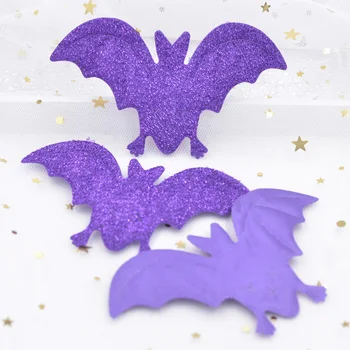 

Wholesale 60Pcs Funny Glitter Purple Bats Large Appliques for Halloween Decor Party Wall Sticker Decals Ornament Accessories S00