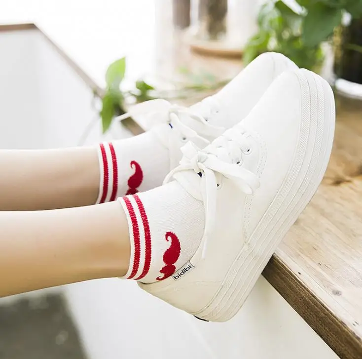 Apparel Accessories Women's Socks cotton cute moustache solid white