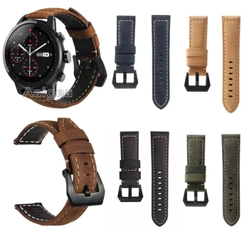 

Replacement Crazy Horse Genuine Leather Watch Strap Band for Huami Amazfit Strato Sports Watch 2 with Classic Buckle watchbands