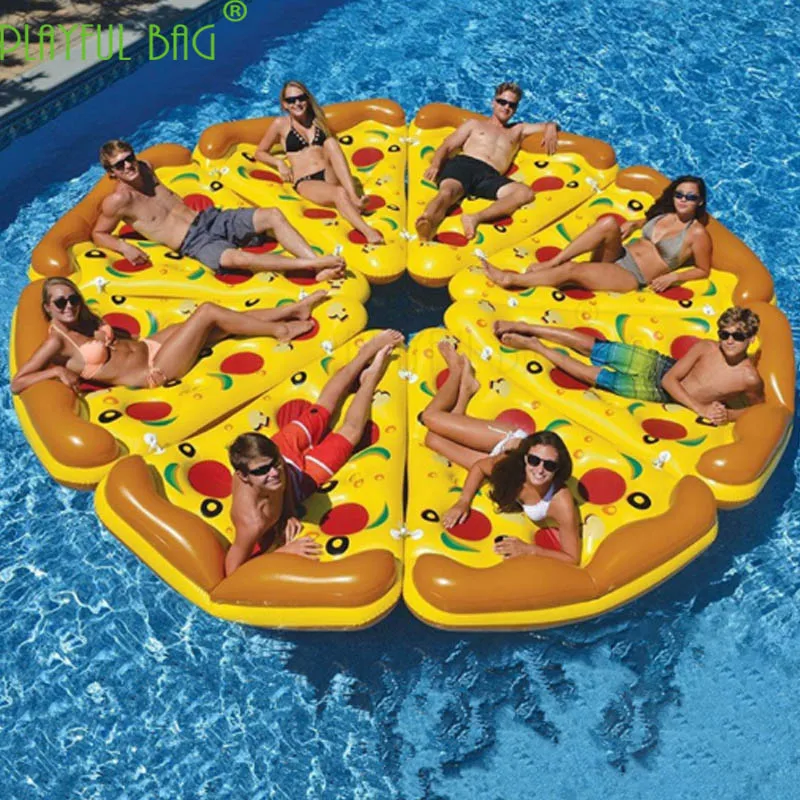 Water Paradise Pizza Floating Party Lifebuoy Swimming Ring, Giant Inflatable Floating Bed Adult Party Toys E45