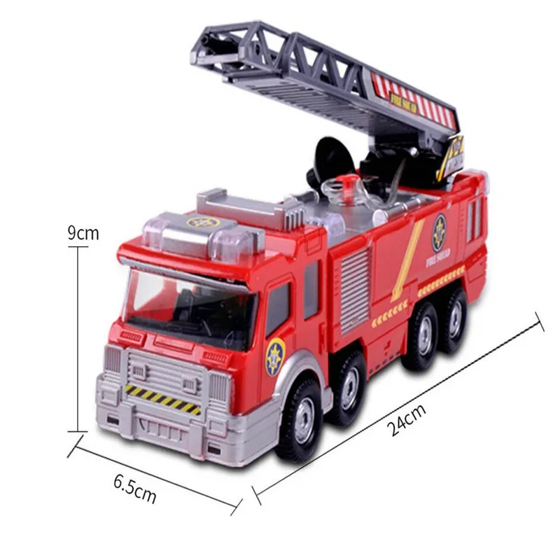 Electric Fire Truck Extending Ladder  Flashing Lights  Sirens with Water Pump Hose to Shoot Water Bump (8)
