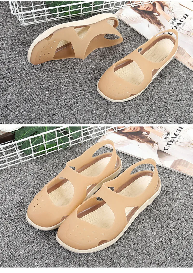 2019 New Non-slip Student Soft Bottom Jelly Shoes Round Toe Cut-out Women Beach Sandals Hole Shoes Summer Plastic Female Sandals (15)