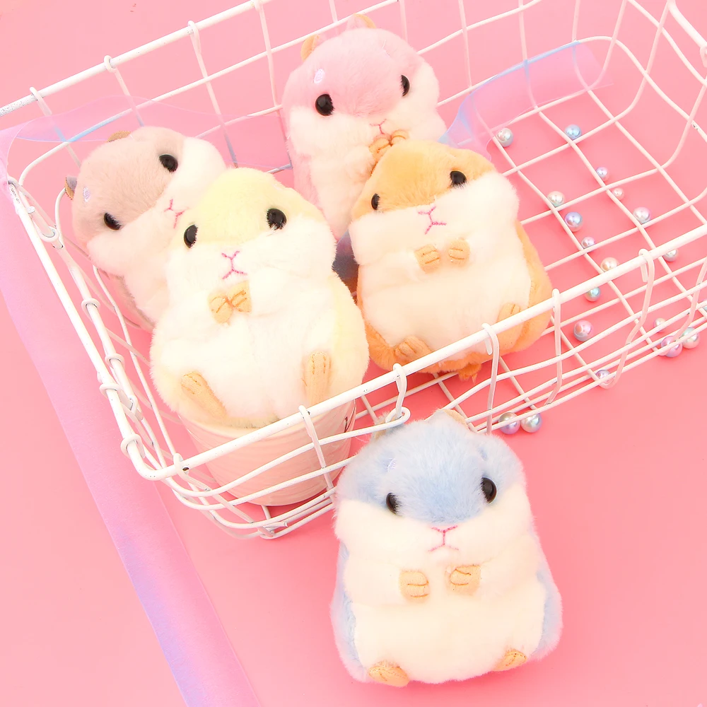 12cm Mini Hamster Pom Pom toy Women fluffy Bunny Hamster Toy Doll Bag Car Key Ring 1