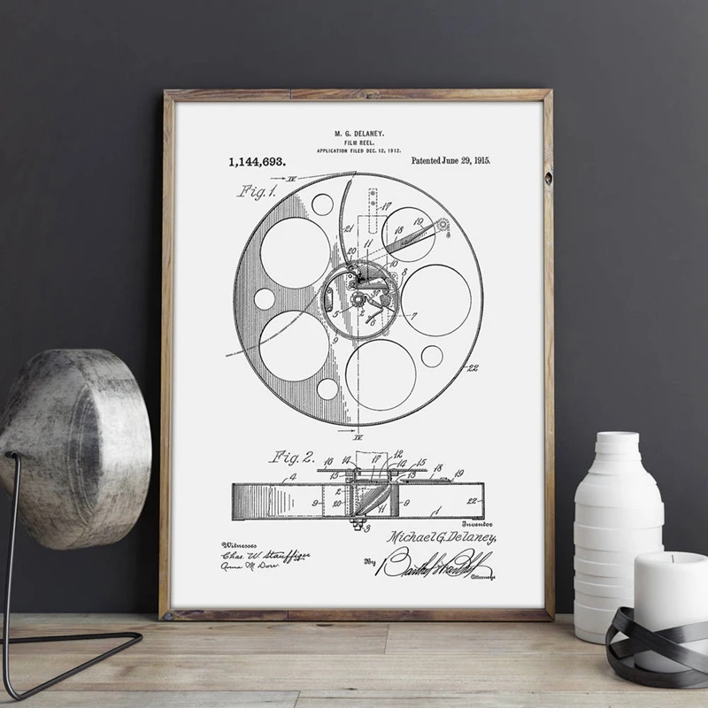 Vintage Film Reel Patent Poster Home Decor