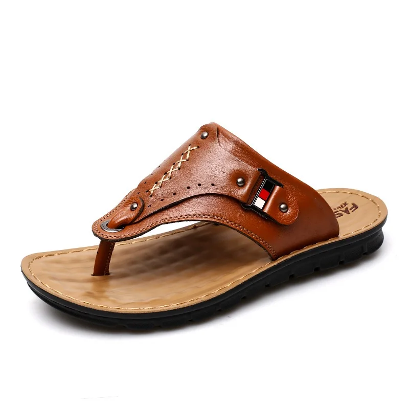 New Fashion Summer Beach Breathable Men Sandals Genuine Leather Men's