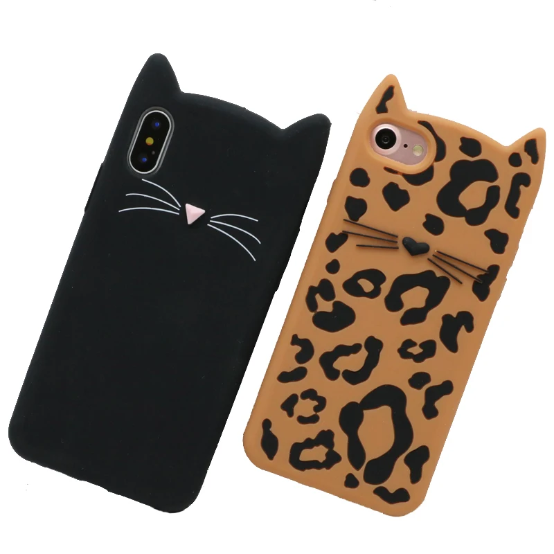 Милые 3D чехлы для iPhone чехол 6 7 SE 8 Plus X силиконовый с животными леопардом бородой