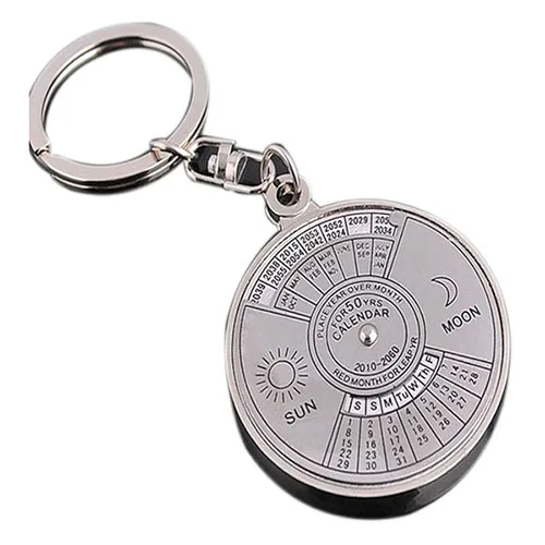 

Perpetual Calendar Keyring Keychain Unique Metal Key Chain Ring 50 Years New Hot
