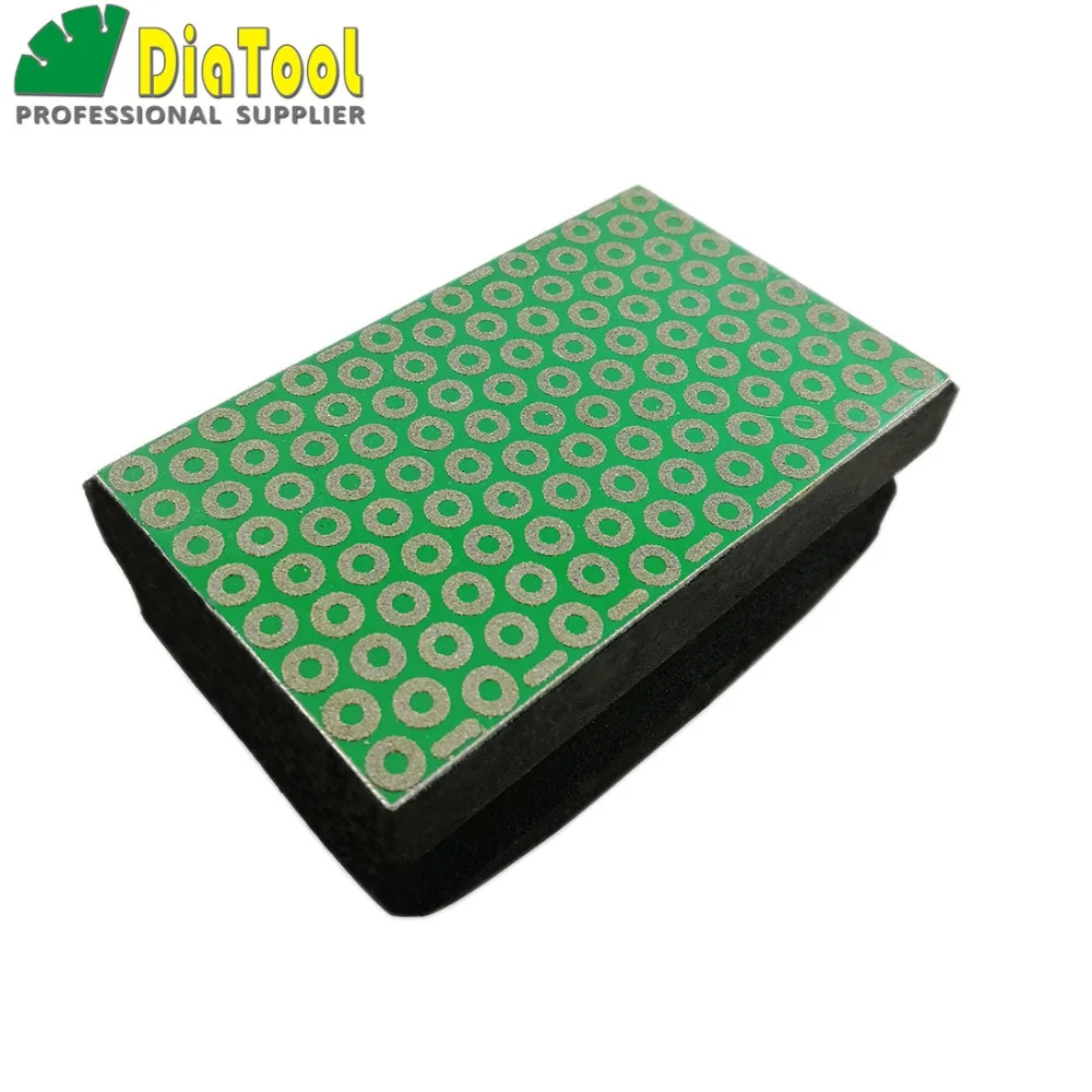 DIATOOL Electroplated Diamond Hand Pad 90X55MM Grit#100 Polishing Block Foam Backed Hand Polishing Pad