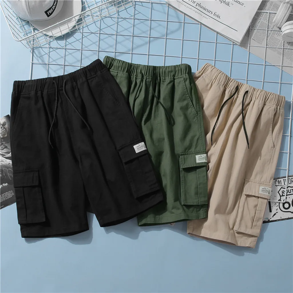 Deals Men's Shorts Summer fashion Outdoor Casual LoosePatchwork Overalls Plus Size Sport Running Elastic Waist Multi-pocket Shorts 7XL