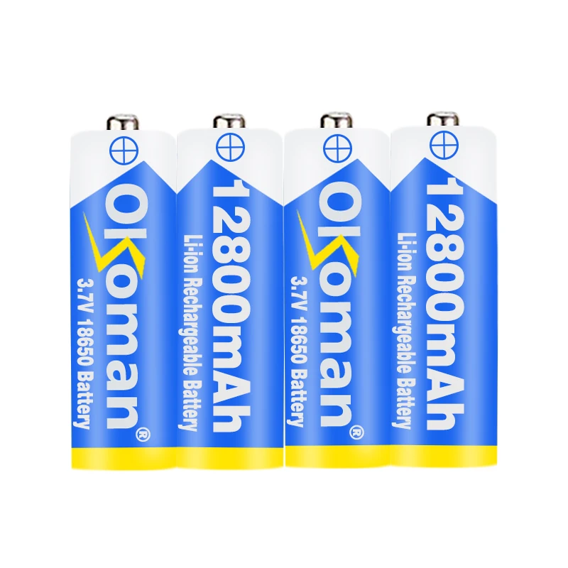 Okoman высокой емкости 3 7 V 18650 аккумулятор литиионый 12800mAh литий ионная литиевая