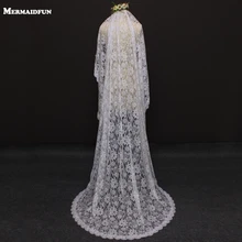 Реальные фотографии романтическое цветочное кружево 2 м один слой свадебная вуаль с расческой Красивая свадебная фата