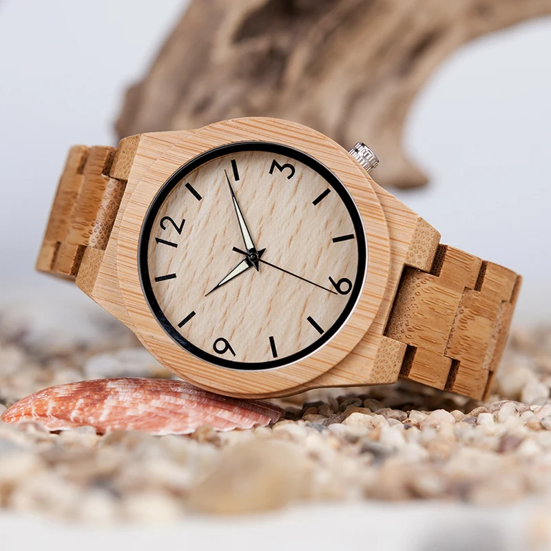 BOBOBIRD D27 Natural All Bamboo Wood Watches Top Brand Luxury Men Watch Wth Japanese 2035 Movement For Gift