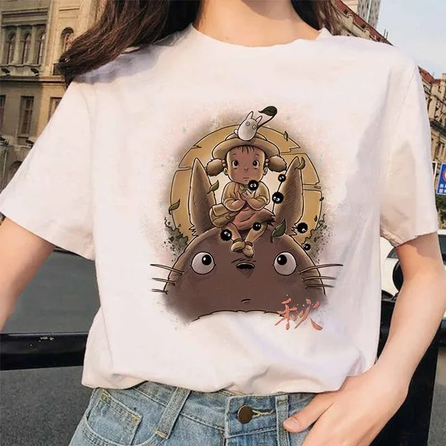 Футболка Totoro Spirit Out Хаяо Миядзаки из мультфильма Studio Ghibli femme женская футболка с японским аниме, женская одежда с аниме - Цвет: 10