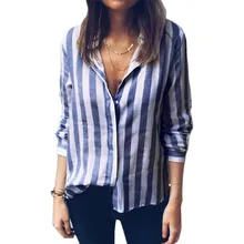 New 2019 Korean Style Long Sleeve Striped Blouse Shirt Ladies Button Feminine Shirt chemise femme Plus Size Tops Spring Clothing plus size striped button up shirt