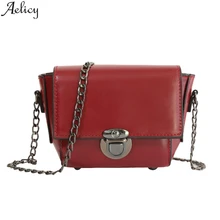 Bolsa de mensajero de cuero Pu para mujer Aelicy Cadena de decoración de cerradura sólida Vintage y Popular bolso de hombro para mujeres y niñas nuevo