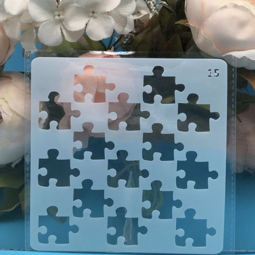 

1Pcs 13cm puzzle DIY Layering Stencils Wall Painting Scrapbook Coloring Embossing Album Decorative Card Template