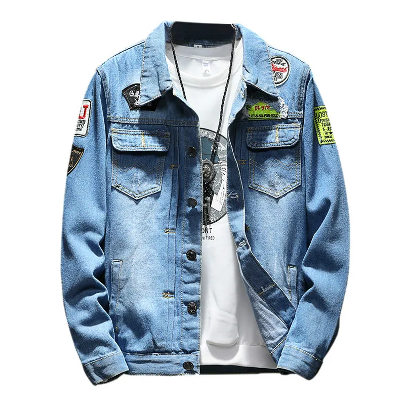 

Spring and autumn new day is a large size denim jacket, men's fashion casual jacket, youth personality denim jacket. M-5XL