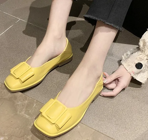 Women's shoes women's flat shoes square buckle sets of casual work Lok Fu shoes ballet flat shoes new fashion women's flat shoes