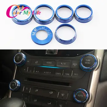 

6PCS Aluminum Alloy Air-Conditioning Audio Knobs Switch Cover Audio Knob Trim Ignition Key Ring for Chevrolet Malibu 2012 - 2015