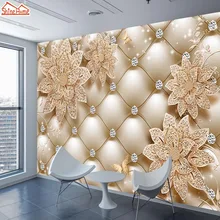 ShineHome-Floral rollo suave joyas de diamantes papel 3d para paredes fondos de pantalla 3 d habitación Pared de salón de papel Mural a casa arte