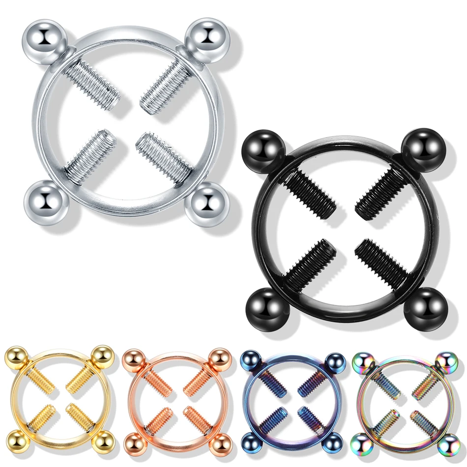 

1Pair Stainless Steel Non-Piercing Nipple Ring Body Piercing Jewelry Nipple Shield Breast Fake Piercing Sexy Women Body Jewelry