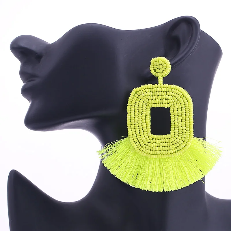 Fashion Women Handmade Beaded Earrings for Wedding Party Gift BA Trendy Special Gift Flowers Tassel Drop Earrings Hot (6)
