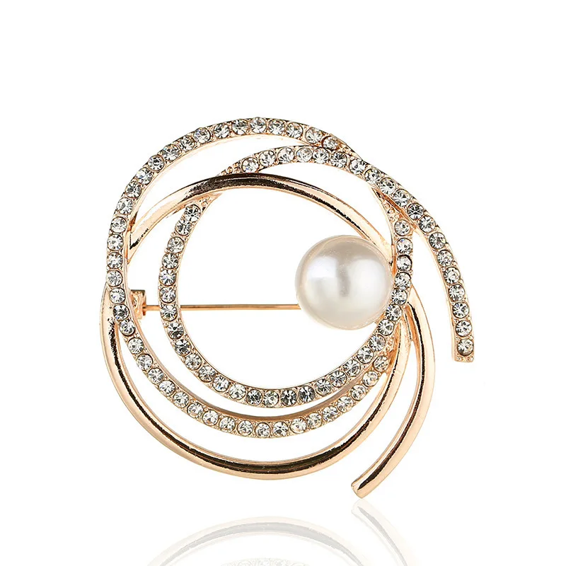 

Korean Simple Imitation Pearl Rhinestone Brooches Pins Suit Sweater Dress Cardigan Scarf Buckle Brooch Pin for Women Accessories