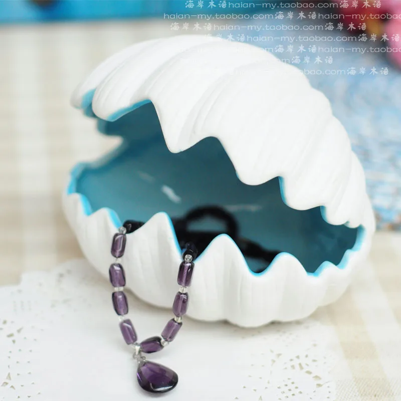 

new year christmas decorations for home For dec oration ceramic ashtray box personalized blue and white shell crafts decoration