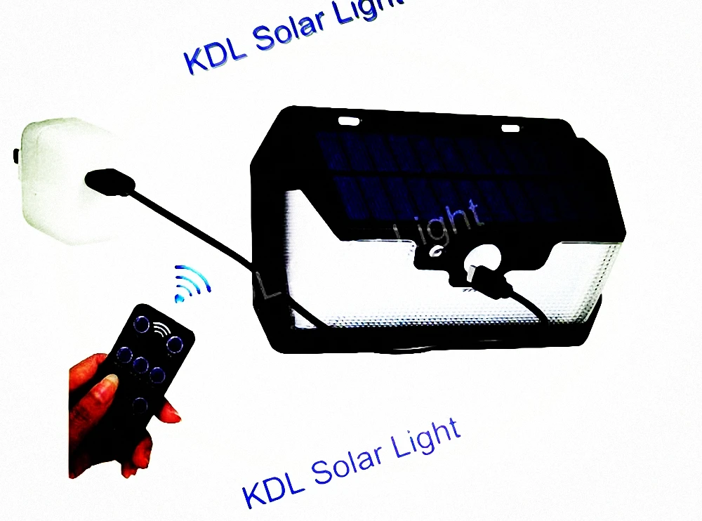 

55 LED 900lm Solar Light remote control radar smart 3 side lighting Edison2011 LEDs Po IP camp street wall lamp yard c