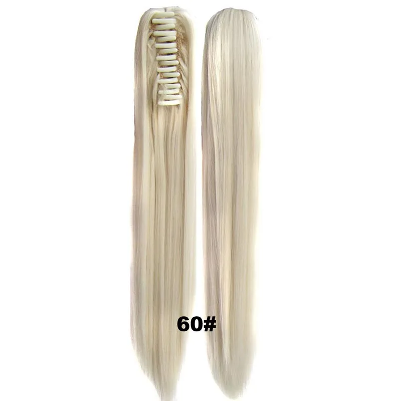 DELICE Long Straight Claw Ponytails Ombre Color Heat Resistant Synthetic Hair Pony Tails Extensions For Women - Color: #60