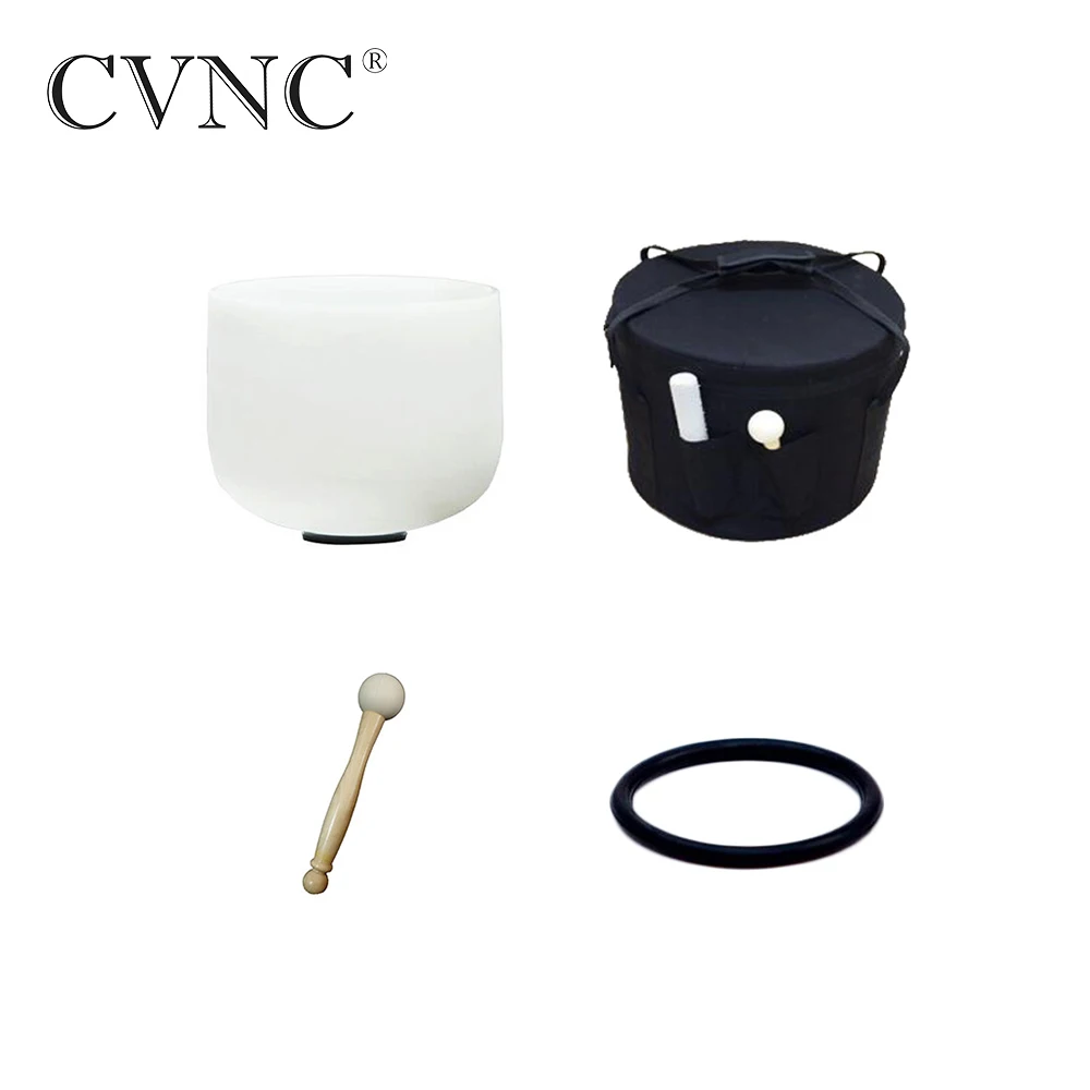 

CVNC 12" Note C Root Chakra Frosted Quartz Crystal Singing Bowl + Black Carry Bag Travel