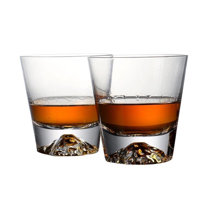 Set of 2 250ml heavy base whiskey glasses set  lead free crystal eco-friendly whisky glass with gift for bar party  8.5oz