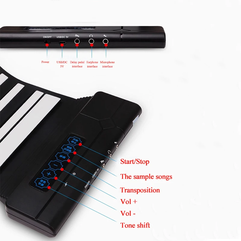 Hot-New Flexible 88 Keys Usb Flexible Roll Up Roll-Up Electronic Piano Keyboard Professional With Battery