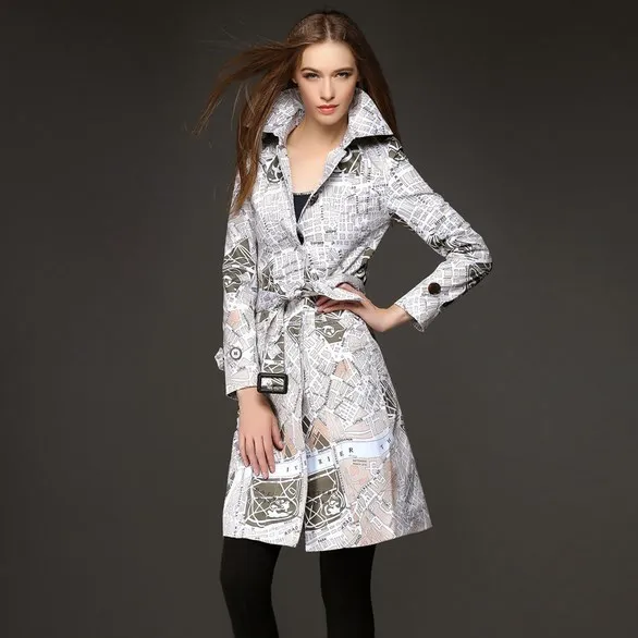 2017 Spring Autumn Women Elegant Long Trench Coat Runway Style High