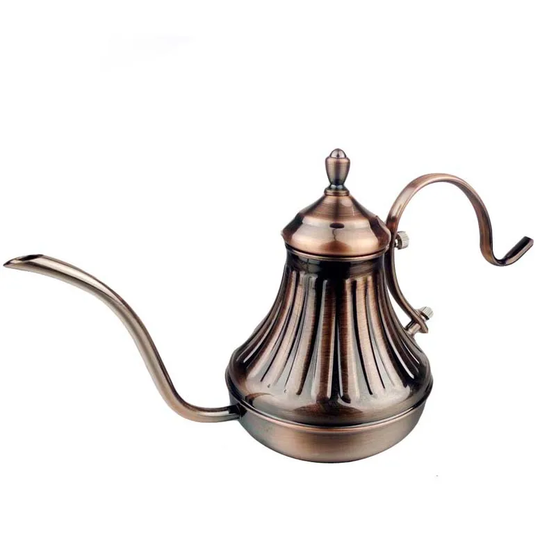 420ML Bronze Stainless Steel Tea Pot Coffee Maker Latte Cappuccino Coffee Drip Kettle Hot Water pot