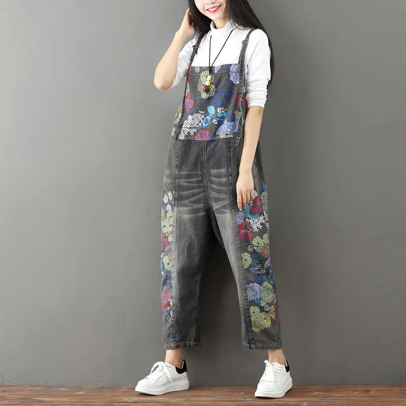 

Denim Overalls Female Plus Size Jeans Woman 2018 Spring Summer Elegant Jumpsuits and Rompers for Women Loose Streetwear Leotard