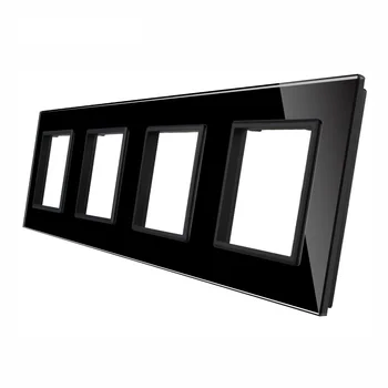 

Livolo Luxury Black Pearl Crystal Glass, 293mm*80mm, EU standard, Quadruple Glass Panel For DIY Wall Switch&Socket