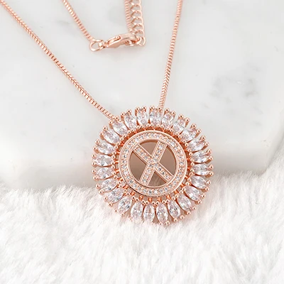 X pendant ZHINI модное дизайнерское ожерелье с надписью ожерелье с именем s ювелирные изделия Розовый, золотистый, медный кубический цирконий металлические цепочки, ожерелье Подарки - Окраска металла: X pendant