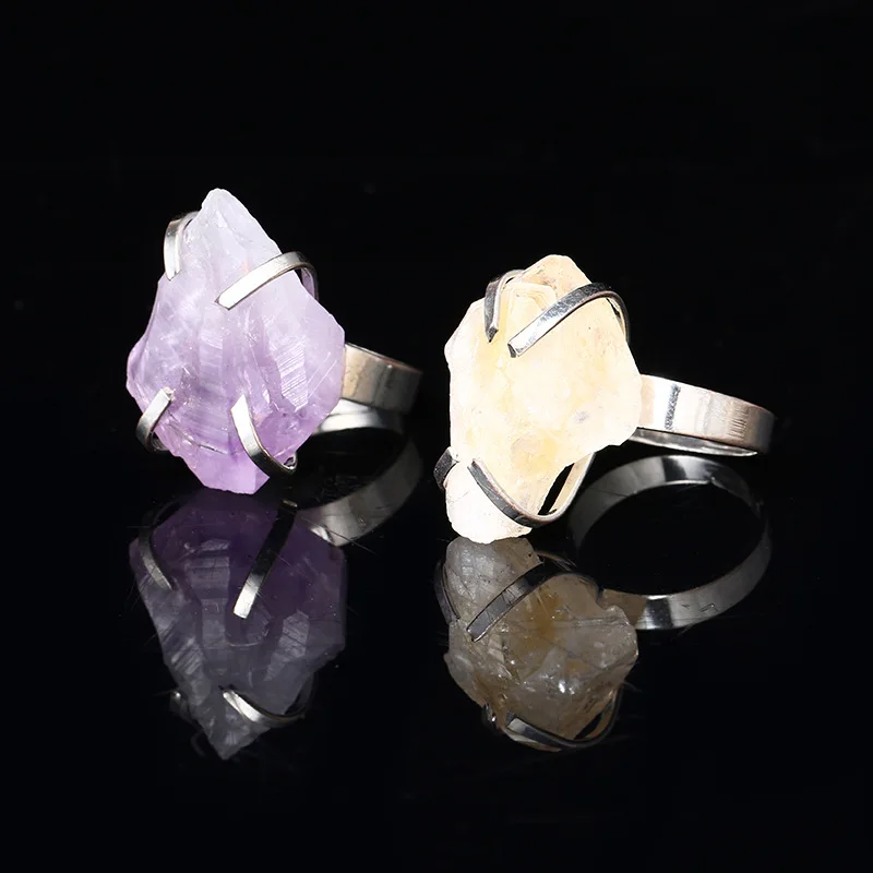 Dayoff Crystal Natural Stone Rings For Women Geometric Irregular Drusy Druzy Ring Gift Female Silver Color Engagement DR91 | Украшения и