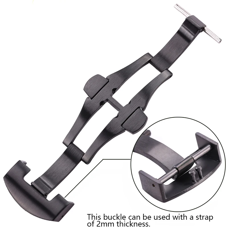 20mm 22mm Watch Band Buckle Mens Silver Gold Black Brushed Solid Stainless Steel Watchbands Deployment Clasp Strap Accessories