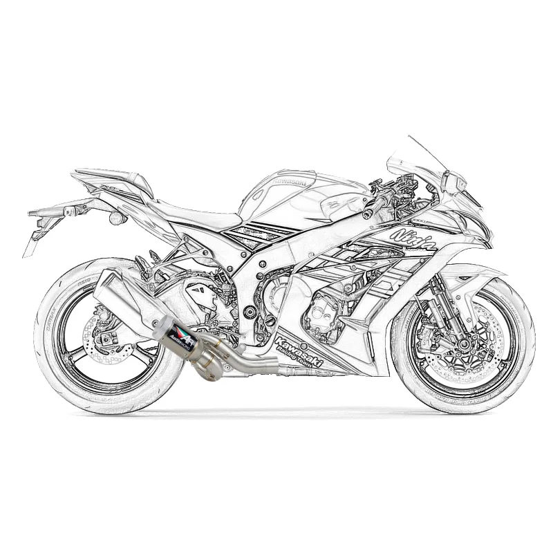 ZX6R ZX636 2009- Slip-on мотоцикл Выхлопная Труба среднего соединения с Остин гоночный стиль escape для Kawasaki zx6r 636 2009