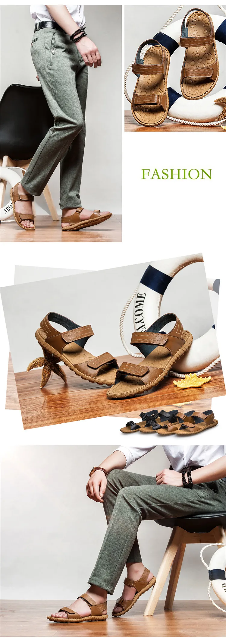 Летние мужские сандалии; удобные женские ботильоны из натуральной Повседневная кожаная обувь крюк-петля супер светильник Для Мужчин's пляжные сандалии джентльмен Sanda 5005 м