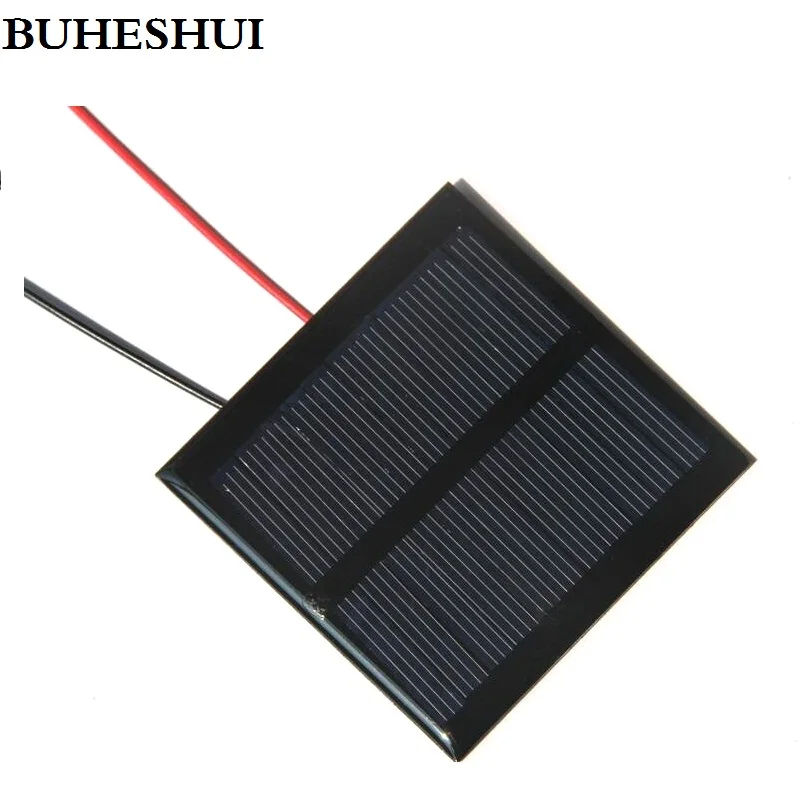 Buheshui 0.6 Вт 5.5 В солнечных батарей поликристаллический Панели Солнечные DIY солнечной игрушка Панель + 15 см кабель образование исследование