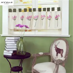 XYZLS корейский стиль Розовый Одуванчик вышитые нажмите жалюзи полуштора для гостиная кухня кофе экранирования шторы