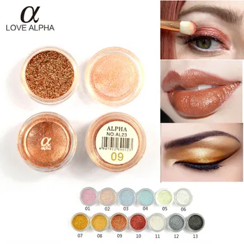 

LOVE ALPHA glitter eyeshadow powder waterproof long lasting 13 colors diamond gold sliver black shimmer eyeshadow pigment HF065