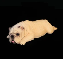Grey and Light Yellow 13.5CM Sleeping French Bulldog Models PVC Cheap Toys For Kids