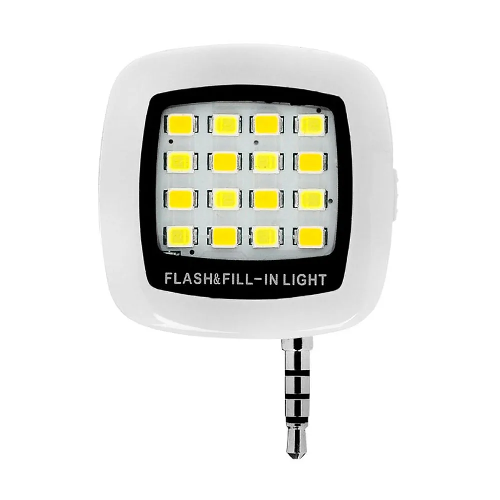 Мини светодиодный светильник, портативный, 16 Точечный светильник, светильник для селфи, вспышка, s 3,5 мм разъем для iPhone, Android, смартфонов, горячая распродажа - Цвет: Белый